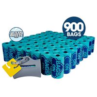 Bags on Board Odor Control Dog Poop Bags and Dispenser | Strong, Leak Proof Dog Waste Bags | Ocean Breeze Scent | 9 x14 Inches, 900 Waste Pickup Bags