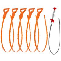 Vastar 6 in 1 Drain Snake Hair Drain with 5 Packs Drain Auger Clog Remover Cleaning Tool & 1 Pack Drain Relief Tool (5+1)