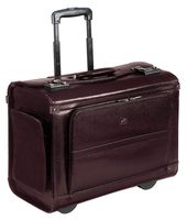 Mancini 17" Laptop Wheeled Catalog Case, Leather Business Case in Burgundy