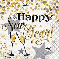 Unique 58051 party tableware, 16ct, Black/Gold/Silver