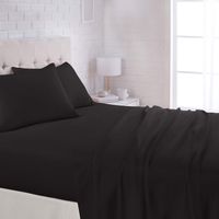 AmazonBasics Lightweight Super Soft Easy Care Microfiber Sheet Set with 16" Deep Pockets - California King, Black