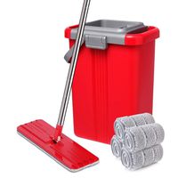 ZCXBHD Flat Mop Buckets Sets System, 2 In 1 Self Cleaning & Drying 360 Rotate Flat Mop Head With Replacement Microfibre Pad Stainless Steel Double Pole for Floor Cleaning (Color : D)