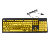 ForHe Big Black Letter Print Yellow Button USB Wired Keyboard for Elderly & Low Vision