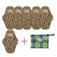 7pcs Set:1pc Mini Wet Bag +6pcs Bamboo Panty Liner Mama Cloth Menstrual Pads Reusable Sanitary Pads (S, Leopard)