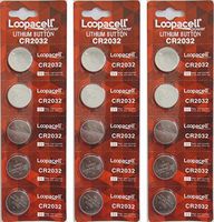 Loopacell 2032 Battery CR2032 Lithium 3v (3 Packs of 5)