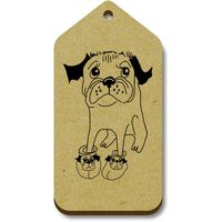 Azeeda 10 x 'Pug in Slippers' 66mm x 34mm Gift Tags (TG00004004)