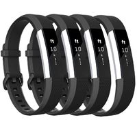 Tobfit Compatible with Alta Bands, 4 Pack, Soft TPU Classic Accessories Replacement Bands Compatible with Alta HR/Ace, Small Large (Large, Black/Black/Black/Black)
