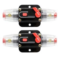 ZOOKOTO 2 Pcs 12V-24V DC Fuse Holder 20A 30A 40A 50A 60A 80A 100A 150A,Inline Circuit Breaker with reset button for Auto Car Marine Boat Stereo Switch Audio Inverter System Protection (80A)