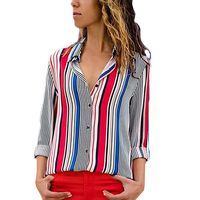 Women's Blouses Fashion 2019,Wugeshangmao Button Down Striped T-Shirt Long Sleeve Plus Size Tops Tunic Pollover Shirt Red