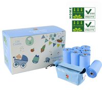 MOM EASY Biodegradable and Compostable Diaper Sacks 120 Counts with Blue Pouch Easy-Tie Baby 100% Disposal Diaper Bags Blue Large Unscented