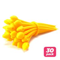 Reusable Silicone Cable Twist Ties Organizer Perfect for Cord Management, Electronics Wire Strips, Kitchen, Garden Rubber Wraps and Gear Zip Tie Straps (7 inches, Non-Velcro) 30-Pack - Yellow