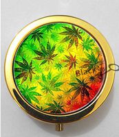 BlackKey Multicolor Marijuana Weed Leaf 3-Compartment Decorative Pocket Gift Box Case Organizer for Pill, Color 2 -322