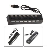 yerflew 7 Ports LED USB Adapter Hub Power on/Off Switch for PC Laptop Hubs