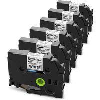 Anycolor Compatible Label Tape Replacement for TZe Tape 12mm 0.47 Laminated White TZe-231 (TZ-231) TZ Tape Work with Brother P-touch PT-H110 PT-D210 PT-D600 PT-P700 Label Maker, Black on White, 6-Pack