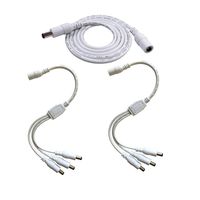 2pcs/ Pack White 1 Female to 3 male 5.5mm X 2.1mm CCTV DC Power Supply Splitter Cable,DC Plug Extension Cable for Power Adapter,12v 1m dc extension