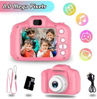 Toys for 3-6 Year Old Girls Kids Camera HD 1080P Digital Camera for Children Travel Recorder Toys with Siliceous Material Small Size Birthday Gifts for Kids Pink