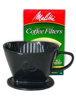 Coffee Pour Over Single Cup Ceramic Brewer Coffee Maker by Simply Charmed (Black)