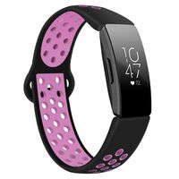 DYKEISS Compatible with Fitbit Inspire HR Fitness Tracker Sport Band, Soft Silicone Replacement Accessory Women Men Breathable Wristband Strap, Black/Purple, Small