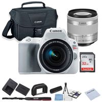 Canon EOS Rebel SL2 DSLR Camera with 18-55mm STM Lens (White) + 32GB SanDisk Memory + Shoulder Bag + Camera Deluxe Starter Kit