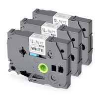 Replace 12mm Ptouch Label Tape TZe231 TZ231 Black on White Standard Laminated 0.47 Inch (12mm) 26.2 Feet (8m) Compatible for Brother P-Touch Printer PT-D210 PT-D400 PT-D600, 3-Pack