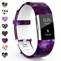 TreasureMax Compatible with Fitbit Charge 2 Bands for Women/Men,Silicone Fadeless Pattern Printed Replacement Floral Bands for Fitbit Charge 2 HR Wristbands