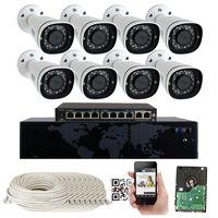8 Channel 4K NVR 8 Megapixel H.265 4K Security Camera System, 8 Built-in Microphone Audio Recording HD 2160P 4K IP PoE Bullet Cameras, QR-Code Connection