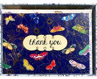 Punch Studio Window Boxed Set of 12 Blank Cards ~ Butterflies Blue Floral 74577