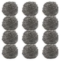 Stainless Steel Scouring Pad - 12-Pack Stainless Steel Scrubber Sponge Scourer, Kitchen Cleaning Supplies, 50 Grams
