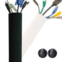 Upgraded Design Premium 63'' Cable Management Sleeves - Best Flexible Cords Organizer for TV, Computer, Office Desk, Home Entertainment - DIY Customizable Wire Cover, Reversible Black/White Color