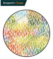 RUGSMAT Autumn Modern Machine Round Bath Mat,Seasonal Colorful Foliage Coffee Table Mat Non-Skid Living Room Carpet Diameter-47