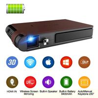 Portable Mini DLP 3D Projector HDMI WiFi Support HD 1080P Wireless Pico Pocket Projector, Auto Keystone Built-in Battery Speaker, Wireless Airplay Miracast Mirror for Smartphone Home Outdoor Movie