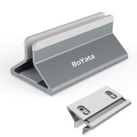 [Updated Version] Vertical Laptop Stand, BoYata Aluminum MacBook Stand Laptop Holder Desktop Stand with Adjustable Dock Size Compatible for MacBook/Lenovo/Dell Laptops (up to 17.3 inches) (Space Grey)