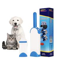 W-bnm23 Pet Hair Remover Brush, Lint Brush Dog & Cat Fur Remover Reusable Self-Cleaning Base - Double Sided Animal Hair Removal Tool + Travel Size Brush - for Clothes, Furniture, Couch, Carpet