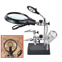 Beileshi 2.5X 7.5X 10X LED Light Helping Hands Magnifier Soldering Station,Magnifying Glass Stand with Auxiliary Clamp and Alligator Clips
