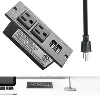 Recessed Power Strip,Black Desktop Power Grommet Socket with Furniture, 2 AC Outlets & 2 USB Ports for Conference Desk,Kitchen,Office,Home,Hotel (9.85 ft)
