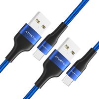 ATUMTEK USB Type C Cable [2-Pack, 2M/6.5ft] USB A to USB C Fast Charging Nylon Braided Cable for Samsung Galaxy S10/S9/S8, Note 10/9/8, Huawei, MacBook, LG, Google, Nintendo Switch and More - Blue