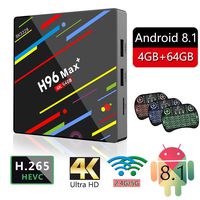 Drizzle TV Box Android 8.1 4GB+64GB Ultra HD 4K 3D Quad Core WiFi Bluetooth Wireless Keyboard 3.0 USB Media Player H96 Max+