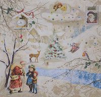 CHRISTMAS WONDERLAND WHITE BEIGE 3-PLY 20 PAPER NAPKINS SERVIETTES 13”X13"-33X33CM