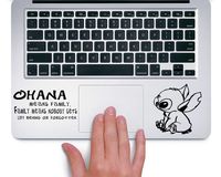 Stitch Ohana Means Family Apple Macbook Trackpad Keyboard Decal Sticker - Black