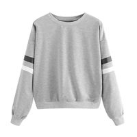 ✔ Hypothesis_X ☎ Women's Long Sleeve Color Block Zip Up Sweatshirt Pullover Tops Fluffy Stripe Tops Gray