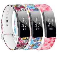 Baaletc Bands Compatible with Fitbit Inspire Hr&Inspire&Ace 2 Accessories Band Sport Strap Inspire Hr Bands for Women(Rose/Dream Flower/Peach Flower 3Pack Large)