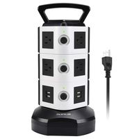 Power Strip Tower JACKYLED Surge Protector Electric Charging Station 3000W 13A 10 Outlets 4 USB Ports with 16AWG 6.5ft Heavy Duty Extension Cord Universal for Home Office