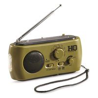 HQ ISSUE Compact Multi-Band Dynamo/Solar Powered Weather Radio, Olive Drab