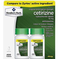 Member's Mark 10mg Cetirizine Hydrochloride Antihistamine (400 ct.)