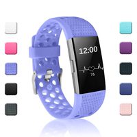 POY Replacement Bands Compatible for Fitbit Charge 2, Adjustable Breathable Wristbands with Air Holes Straps, Large Violet