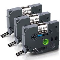 Compatible for Brother P-Touch White on Black Label Tape TZe-335 TZe-325 Tze-315 Laminated TZ Tape 12mm 9mm 6mm (1/2", 3/8", 1/4") Use for Brother PT-D210 PT-H110 PT-D400 PT-D400AD PT-D600, 3 Pack