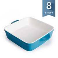 Sweese 514.107 Porcelain Baking Dish, 8 x 8 inch Baker, Square Brownie Pan with Double Handle, Steel Blue