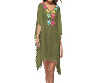 MOM Beach blouse sun protection shirt loose large size women's T-shirt blouse,green,Average code