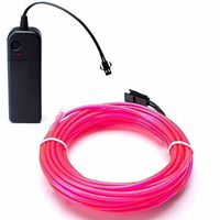JinQiu 16.4ft Neon Glowing Strobing Electroluminescent EL Wire Light with Battery Pack Controller for Christmas,Halloween,Parties,Automotive,Advertisement Decoration(Pink)