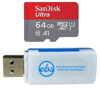 SanDisk 64GB SDXC Micro Ultra Memory Card Bundle Works with Samsung Galaxy A10, A20, A70 Cell Phone Class 10 (SDSQUAR-064G-GN6MN) Plus (1) Everything But Stromboli (TM) MicroSD and SD Card Reader